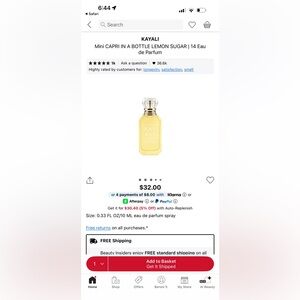 Kayali Lemon Sugar Mini Eau de Parfum Bottle